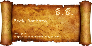 Beck Barbara névjegykártya
